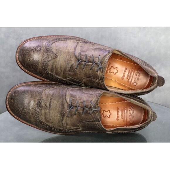 ECCO VT6 Men\'s Wingtip Oxfords Dress Shoes Size EU 43 US 9-9.5 Made In Italy